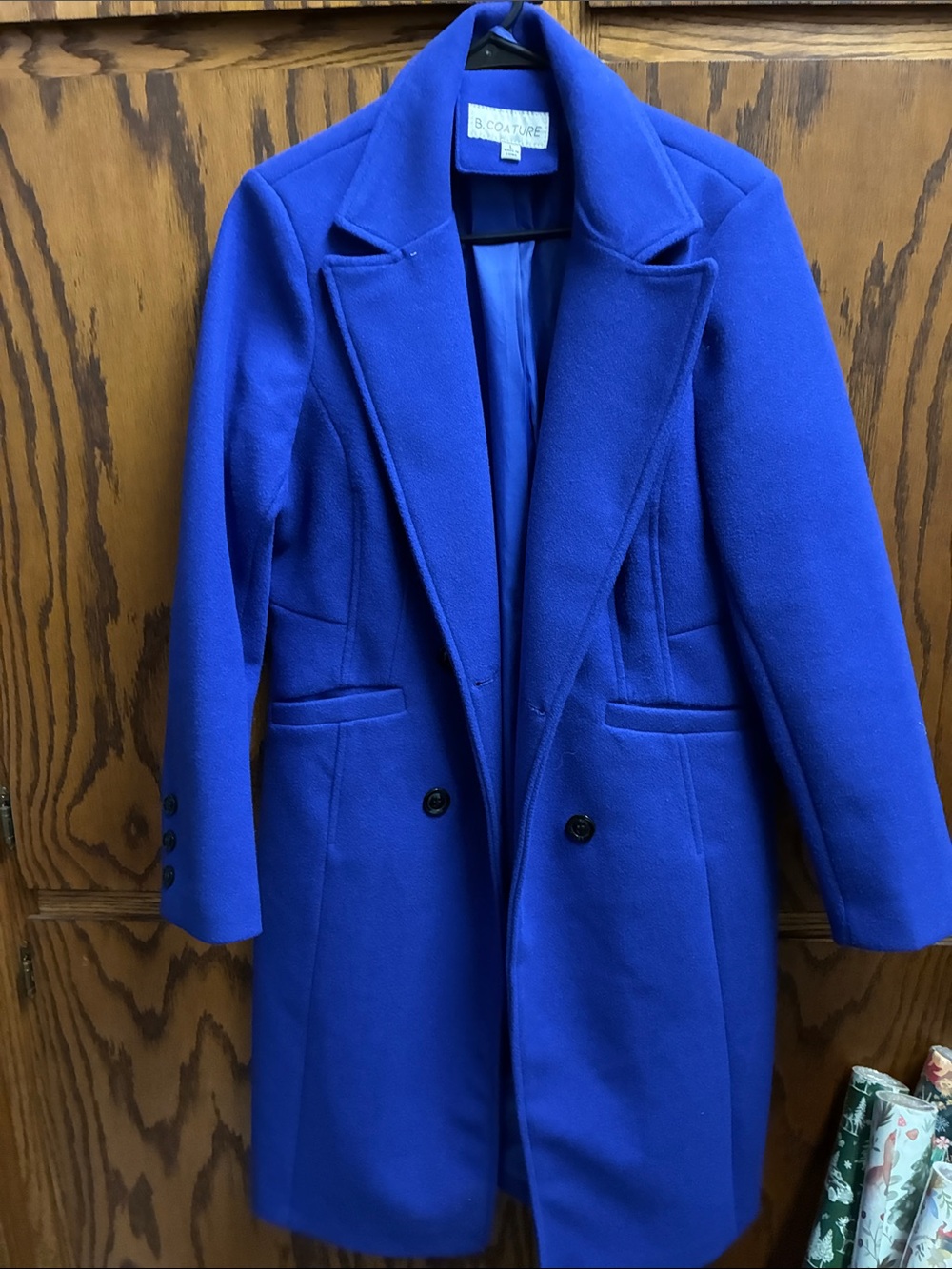 Women's Cobalt Blue Wool Blend Trench Coat